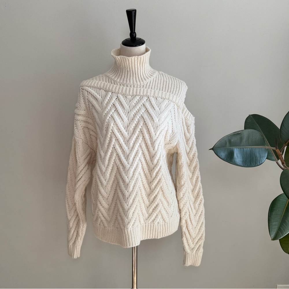Saks 5th Avenue Gestuz Chunky Asymmetrical Cable Knit Sweater - Picture 6 of 11